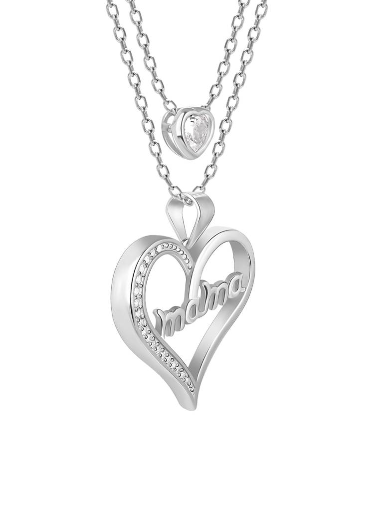 GIVA 925 Sterling Silver Anushka Sharma Silver Mama In My Heart Layered Necklace