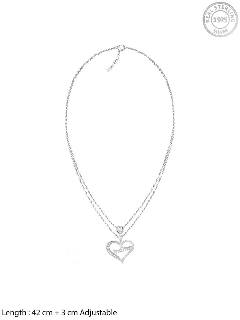 GIVA 925 Sterling Silver Anushka Sharma Silver Mama In My Heart Layered Necklace