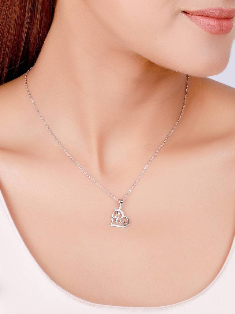 GIVA 925 Sterling Silver MOM Pendant with Link Chain