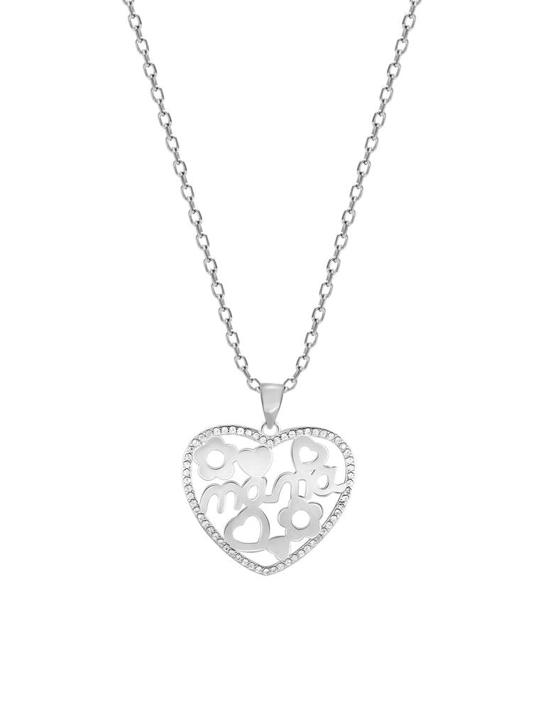 GIVA 925 Sterling Silver MAMA Heart Pendant with Link Chain