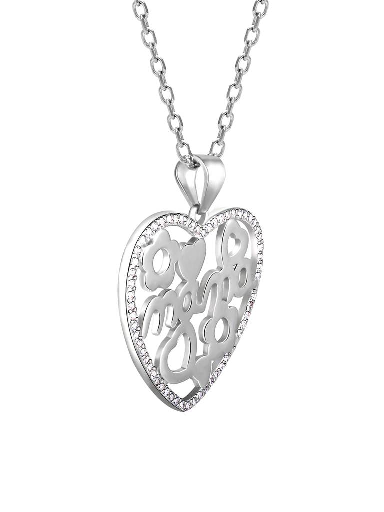 GIVA 925 Sterling Silver MAMA Heart Pendant with Link Chain