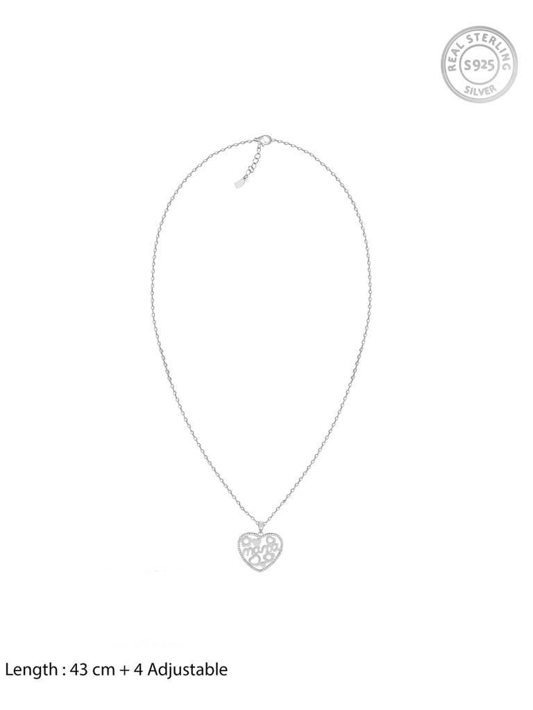 GIVA 925 Sterling Silver MAMA Heart Pendant with Link Chain
