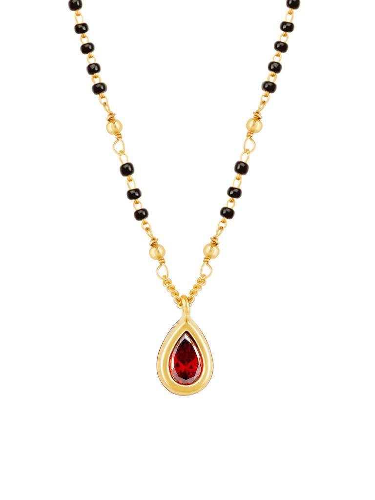 GIVA 925 Sterling Silver Golden Red Stone Mangalsutra