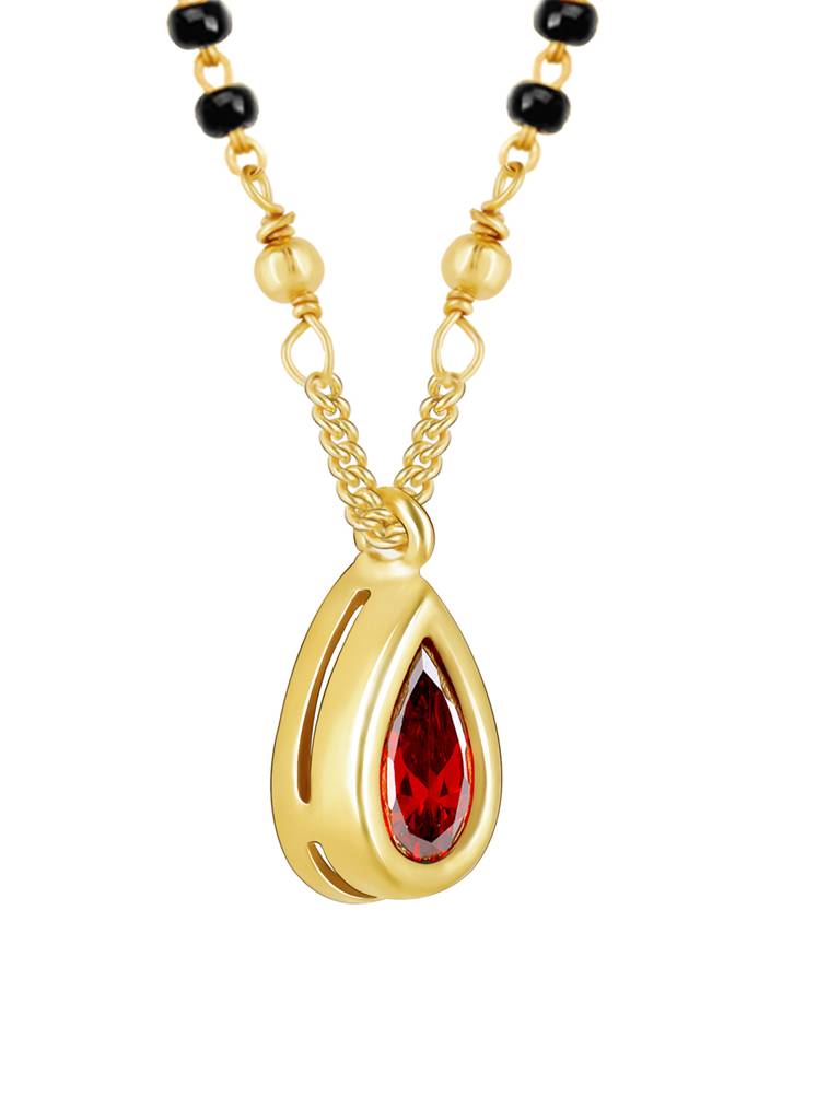 GIVA 925 Sterling Silver Golden Red Stone Mangalsutra