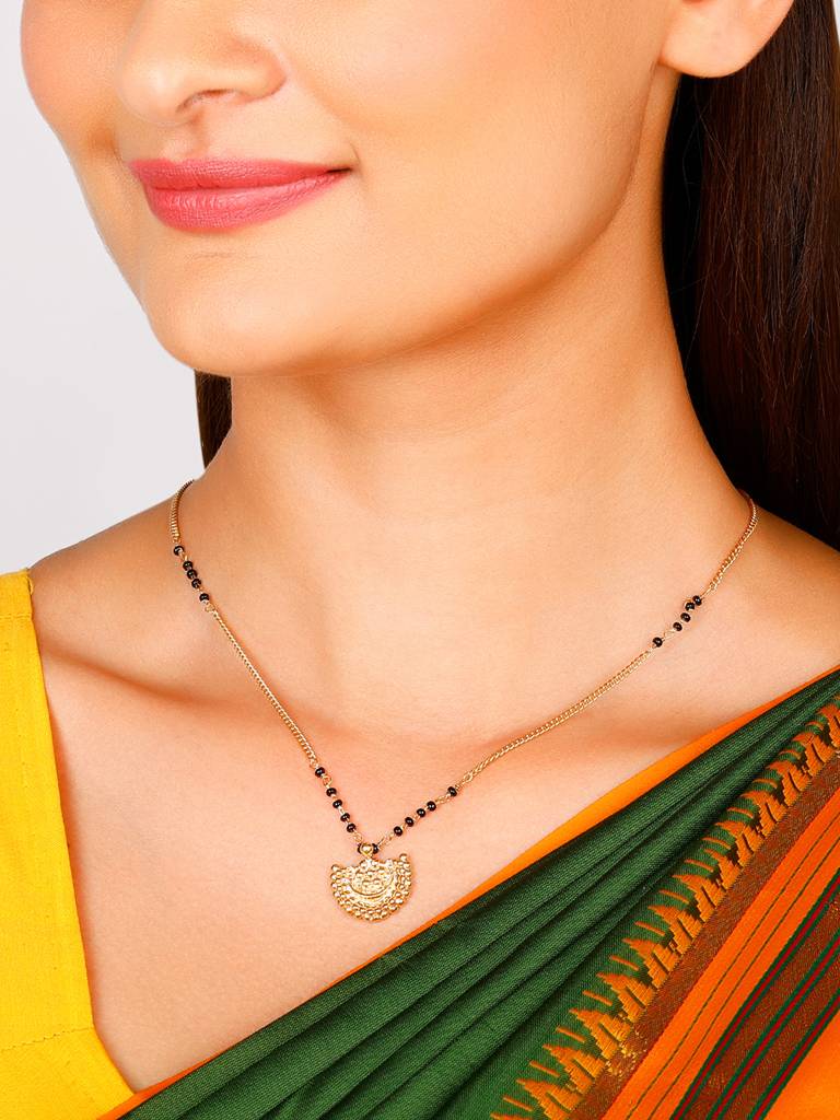 GIVA 925 Sterling Silver Golden Half Moon Mangalsutra