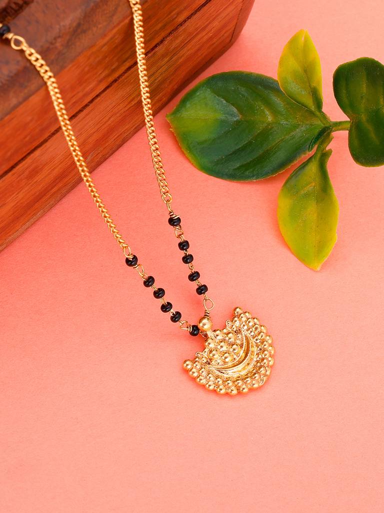 GIVA 925 Sterling Silver Golden Half Moon Mangalsutra