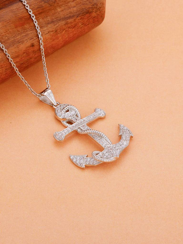 GIVA 925 Sterling Silver Anchor Pendant with Link Chain for Him
