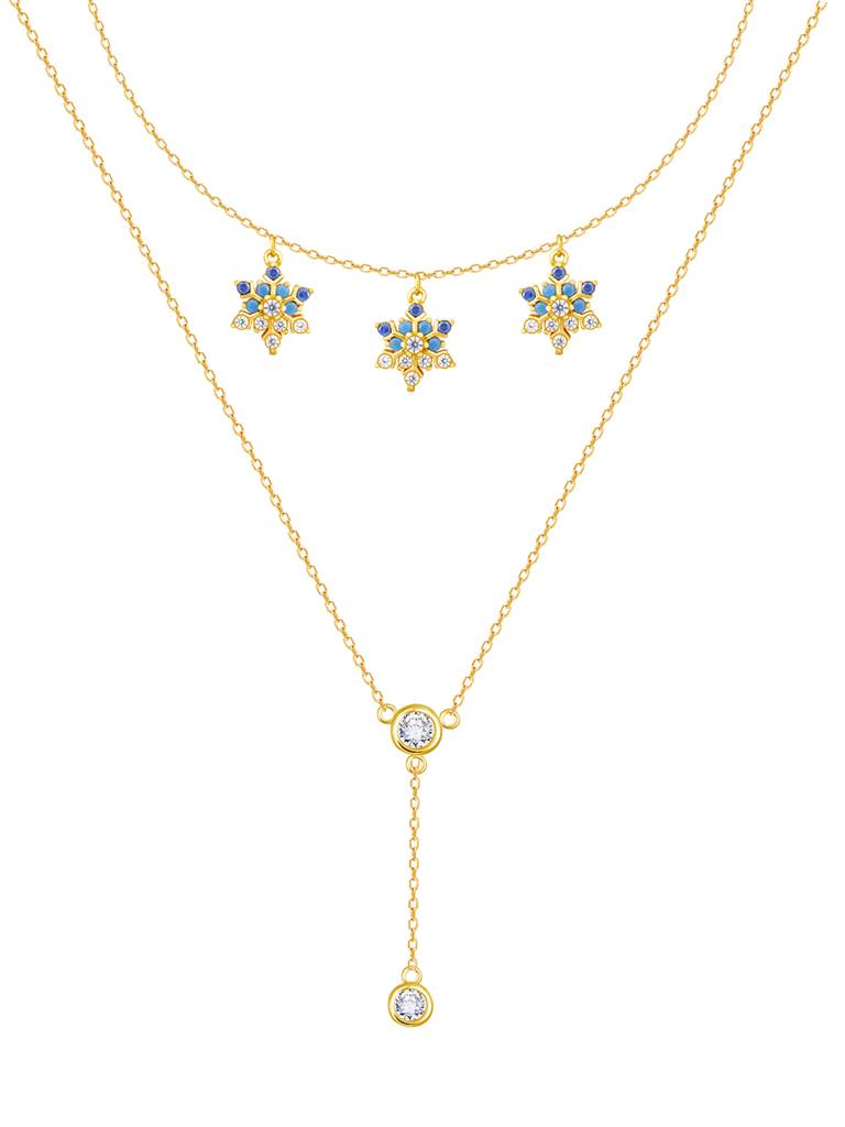 GIVA 925 Sterling Silver Golden Star Studded Layered Necklace