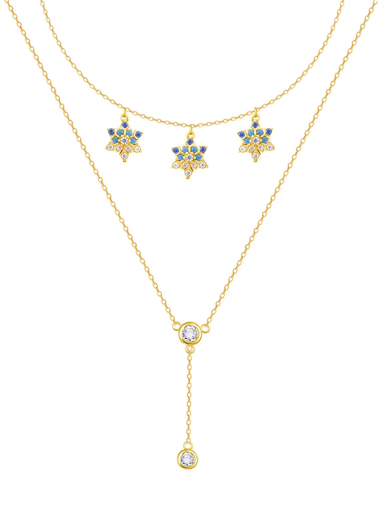 GIVA 925 Sterling Silver Golden Star Studded Layered Necklace