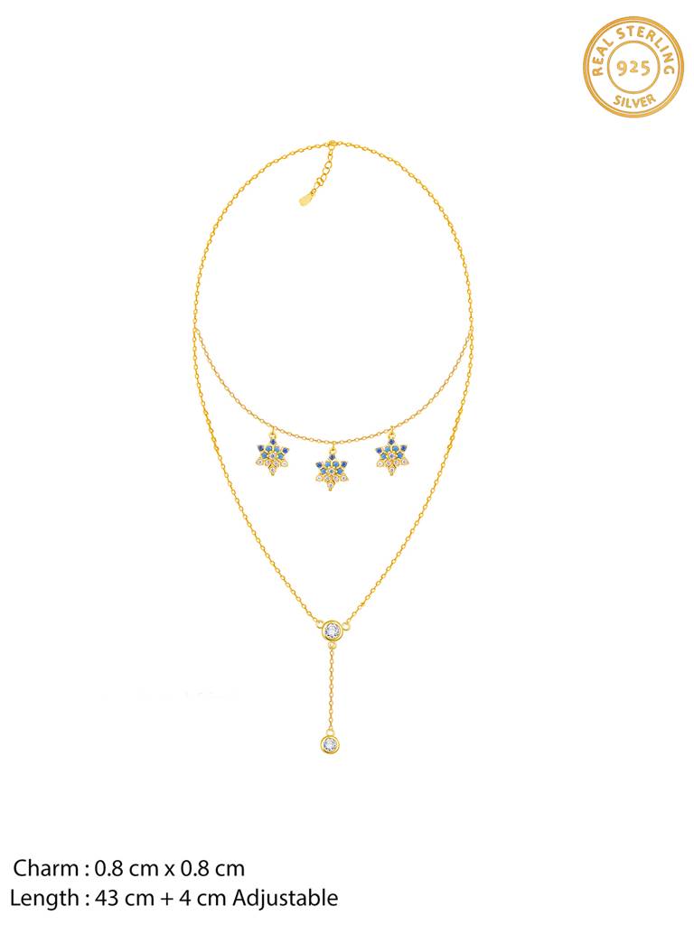 GIVA 925 Sterling Silver Golden Star Studded Layered Necklace