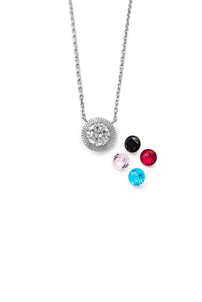 Silberry 925 Sterling Silver Fairytail Necklace (5 In 1 Crystal) : PDCH115