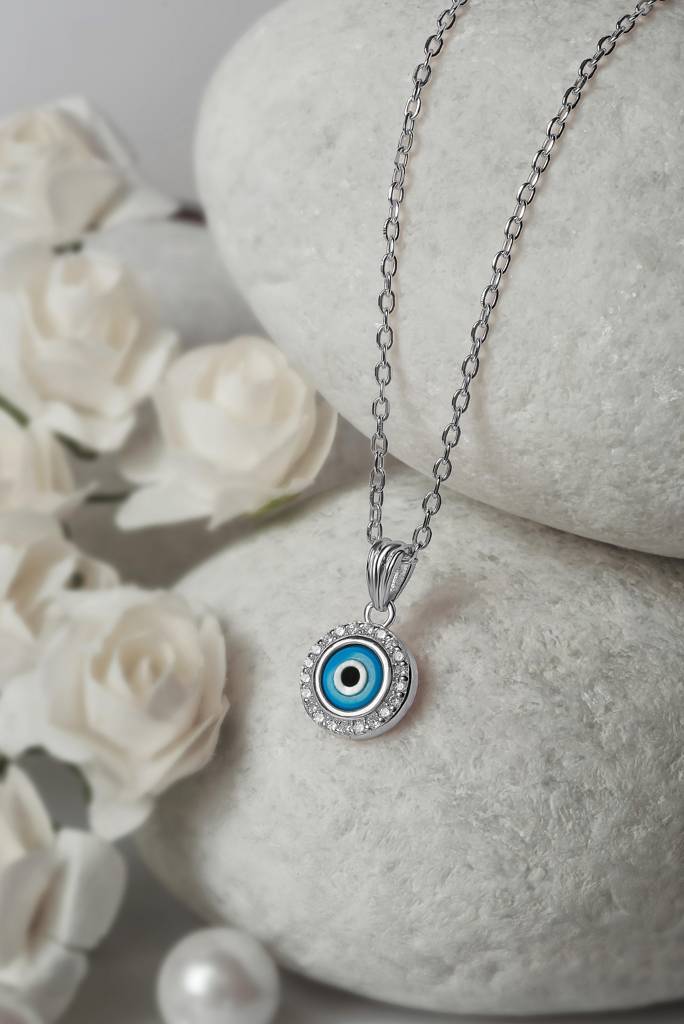 Silberry 925 Sterling Silver Evil Eye Pendant With Chain : PDCH151