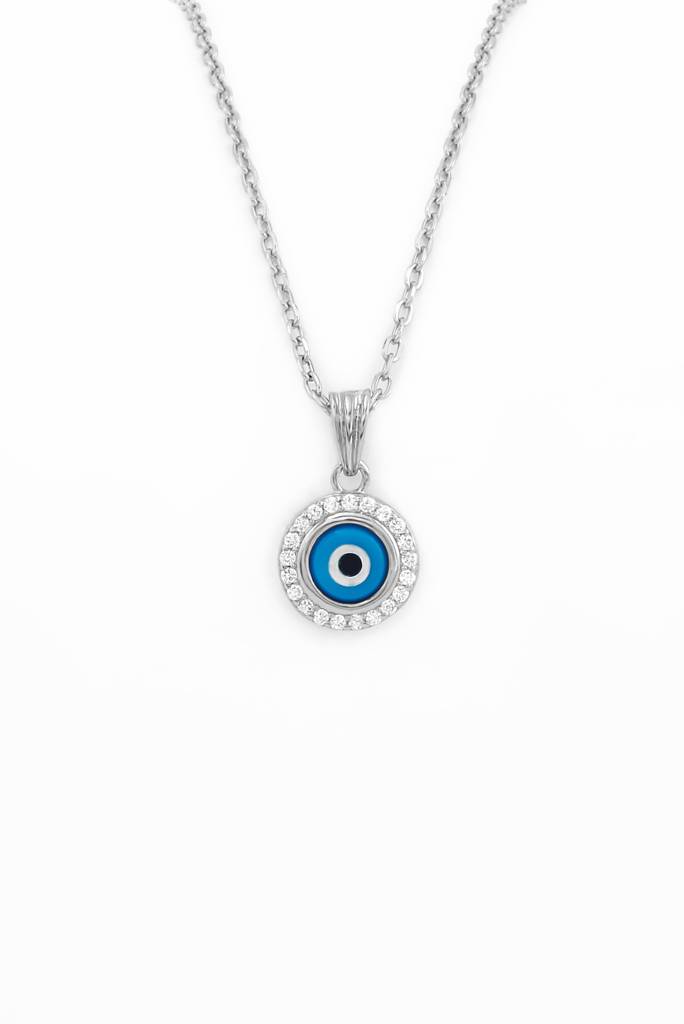 Silberry 925 Sterling Silver Evil Eye Pendant With Chain : PDCH151
