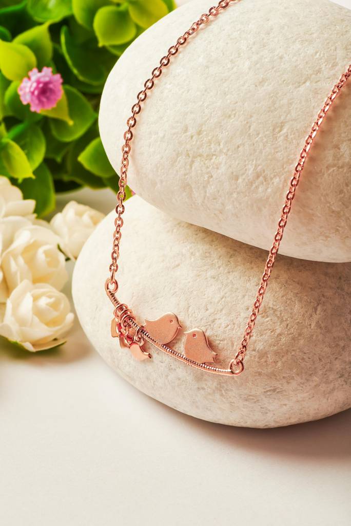 Silberry 925 Sterling Silver Lovebirds Necklace : PDCH228