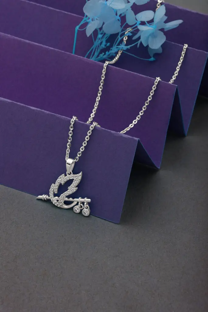 Silberry 925 Sterling Silver Shree Krishna Baasuri Pendant With Chain