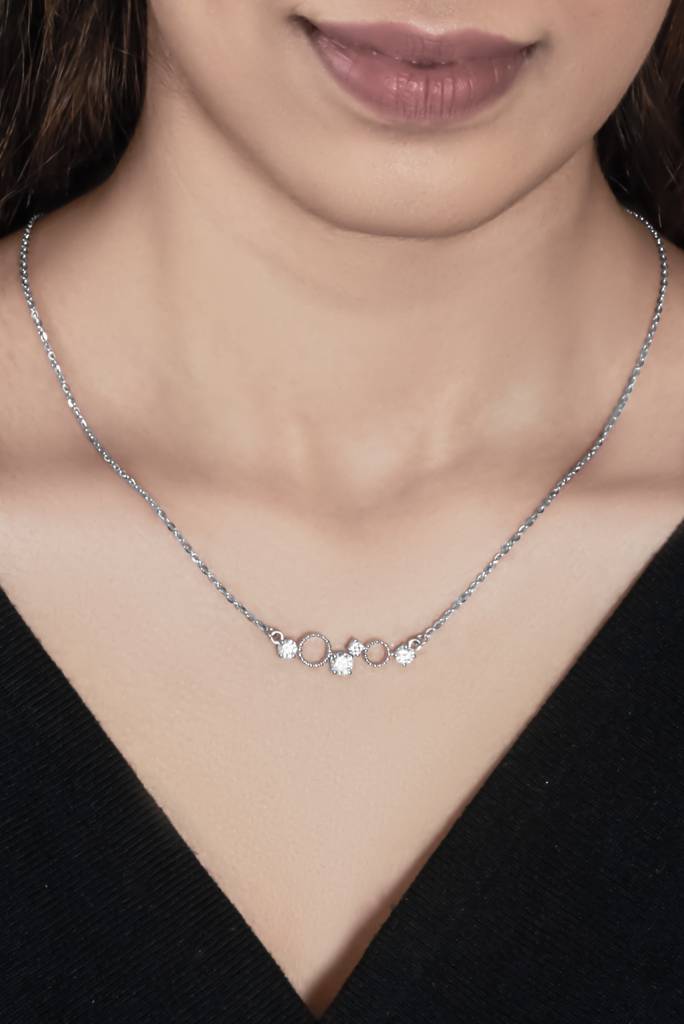 Silberry 925 Sterling Silver Crystal Gears Necklace : PDCH27