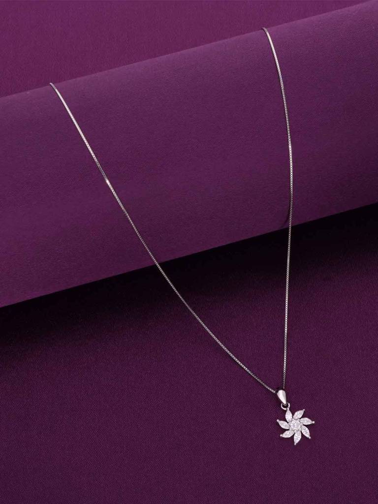 Sterling Silver Zircon Swirl Pendant With Chain : PDCS101-S-NA