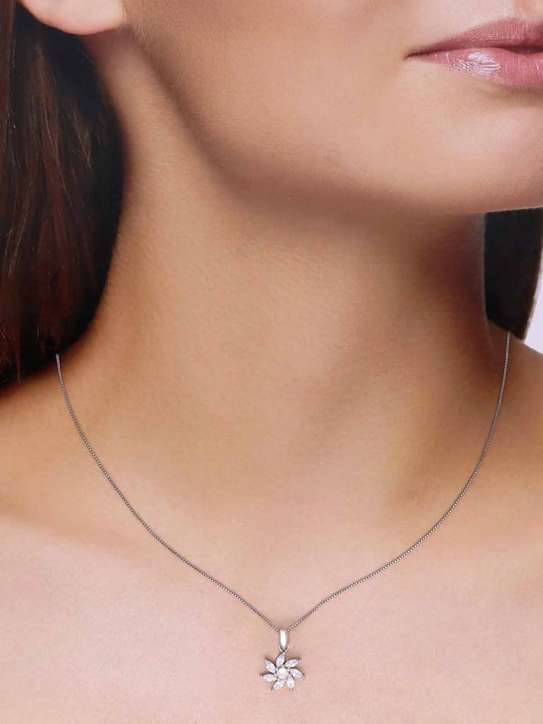 Sterling Silver Zircon Swirl Pendant With Chain : PDCS101-S-NA