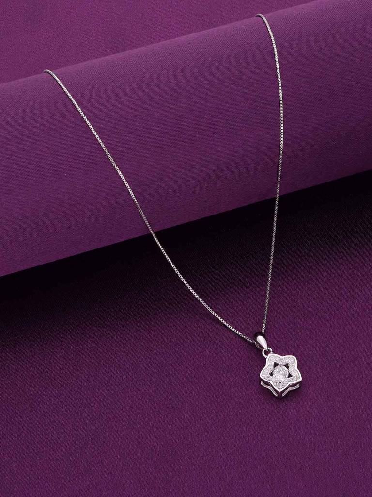 Sterling Silver Minimal Star Pendant With Chain : PDCS107-S-NA