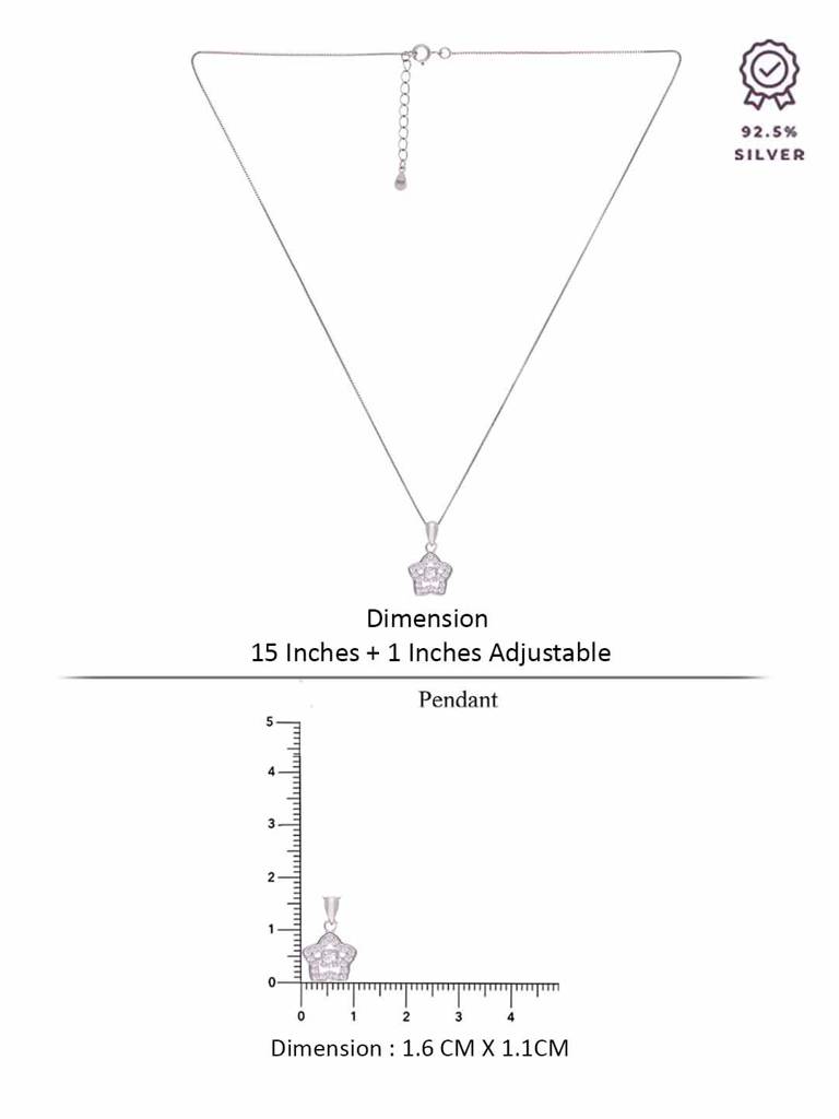 Sterling Silver Minimal Star Pendant With Chain : PDCS107-S-NA
