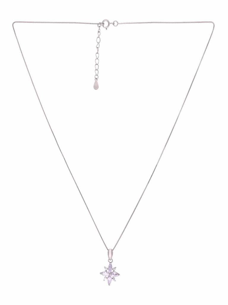 Sterling Silver Chic Floral Pendant With Chain : PDCS110-S-NA