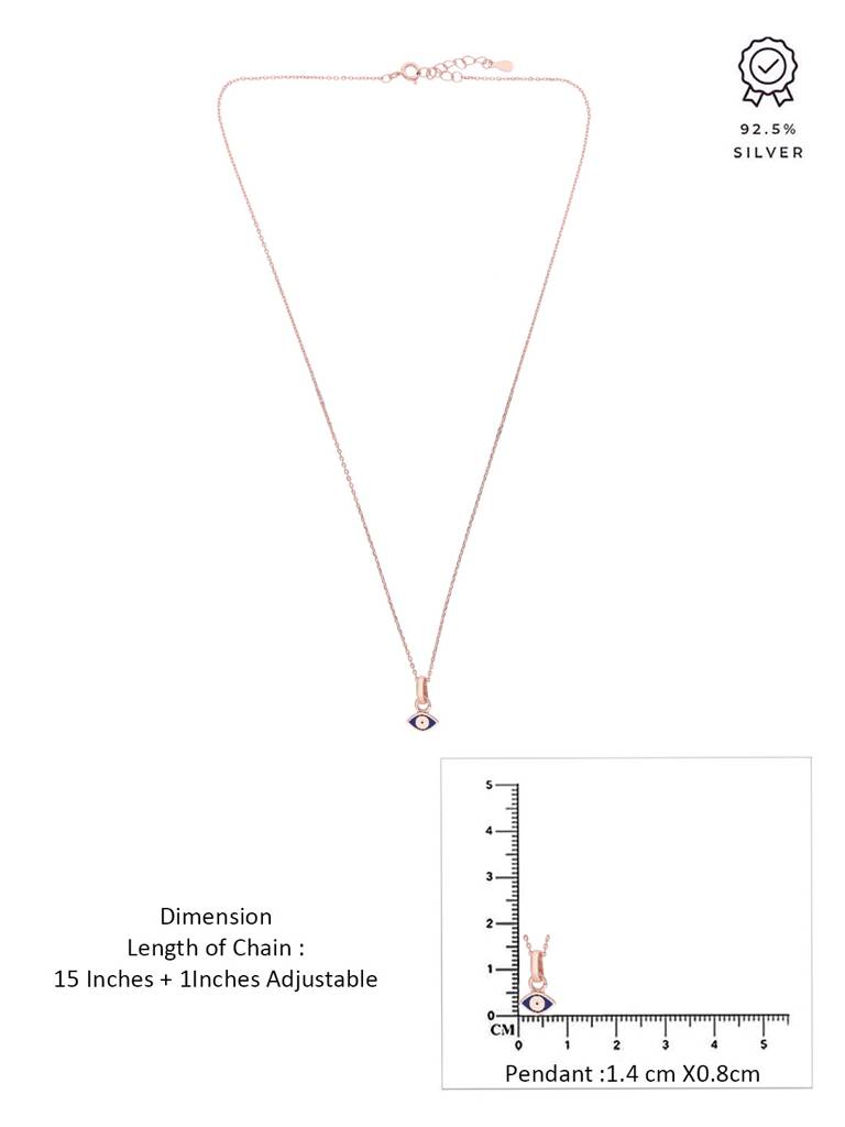 925 Silver Tiny Evil Eye Pendant With Chain : PDCS111-RG-NA