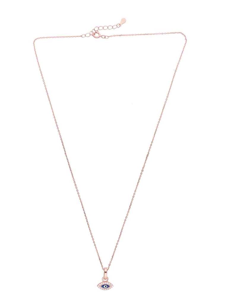 925 Silver Zircon Evil Eye Shaped Pendant With Chain : PDCS113-RG-NA