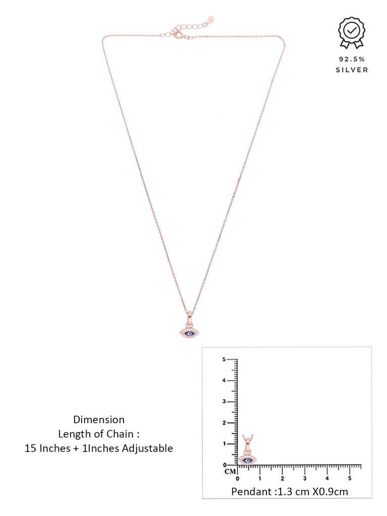 925 Silver Zircon Evil Eye Shaped Pendant With Chain : PDCS113-RG-NA