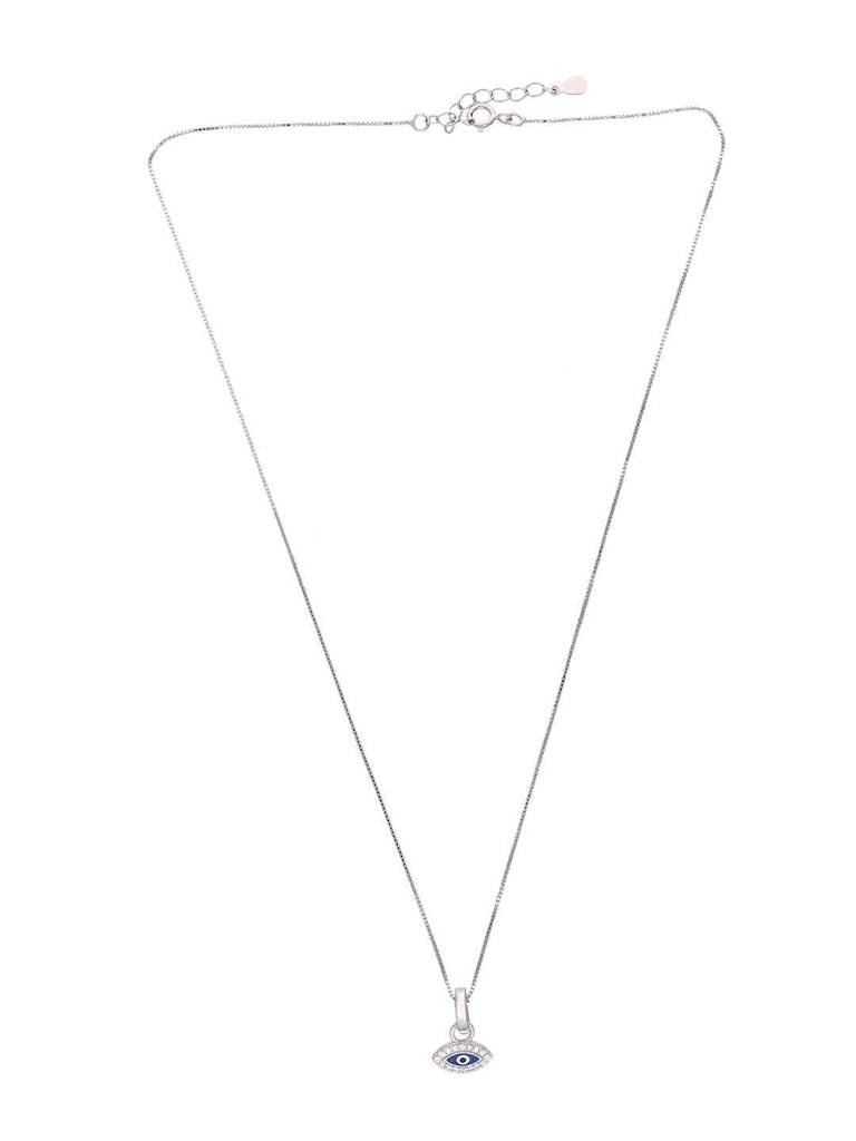 925 Silver Zircon Evil Eye Shaped Pendant With Chain : PDCS113-S-NA