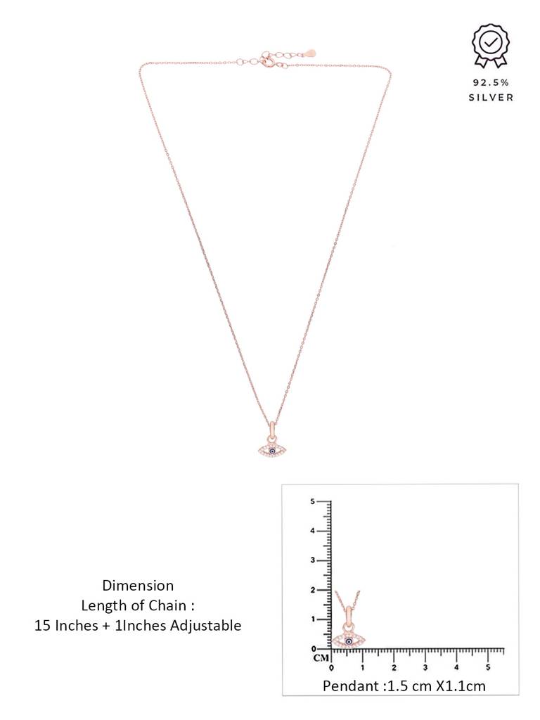 925 Silver Chic Evil Eye Pendant With Chain : PDCS116-RG-NA