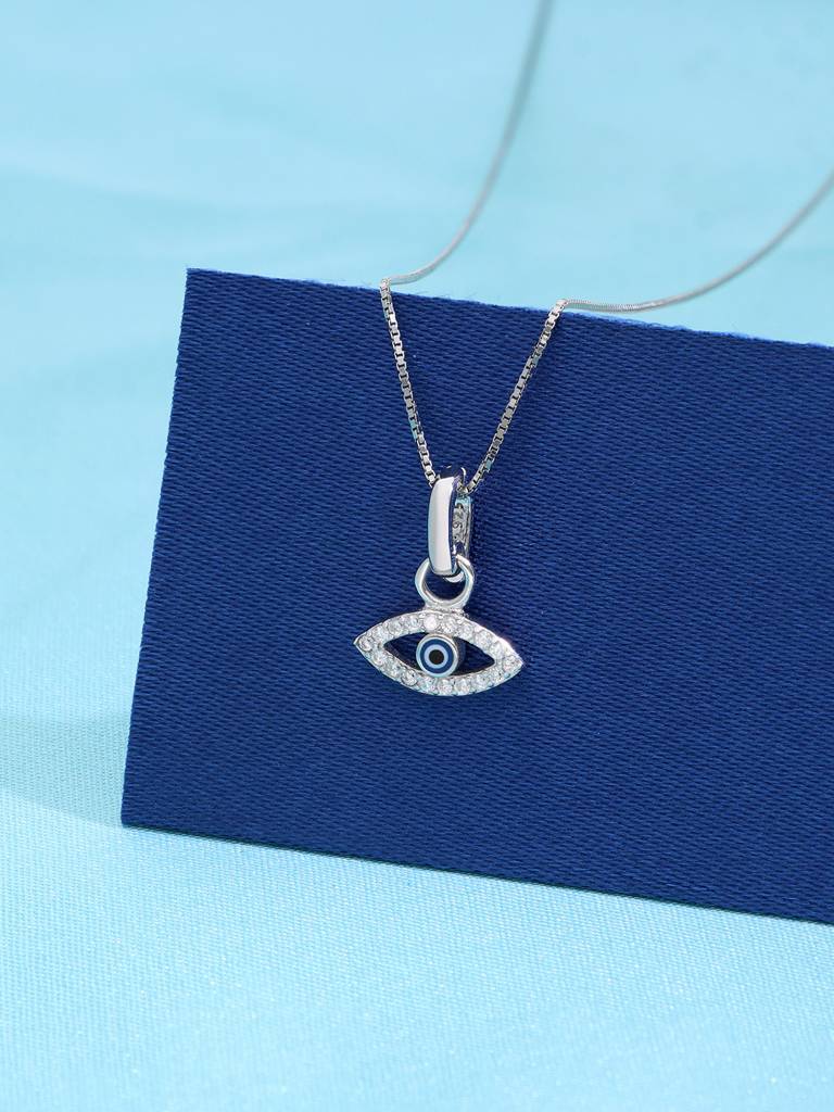 925 Silver Chic Evil Eye Pendant With Chain : PDCS116-S-NA