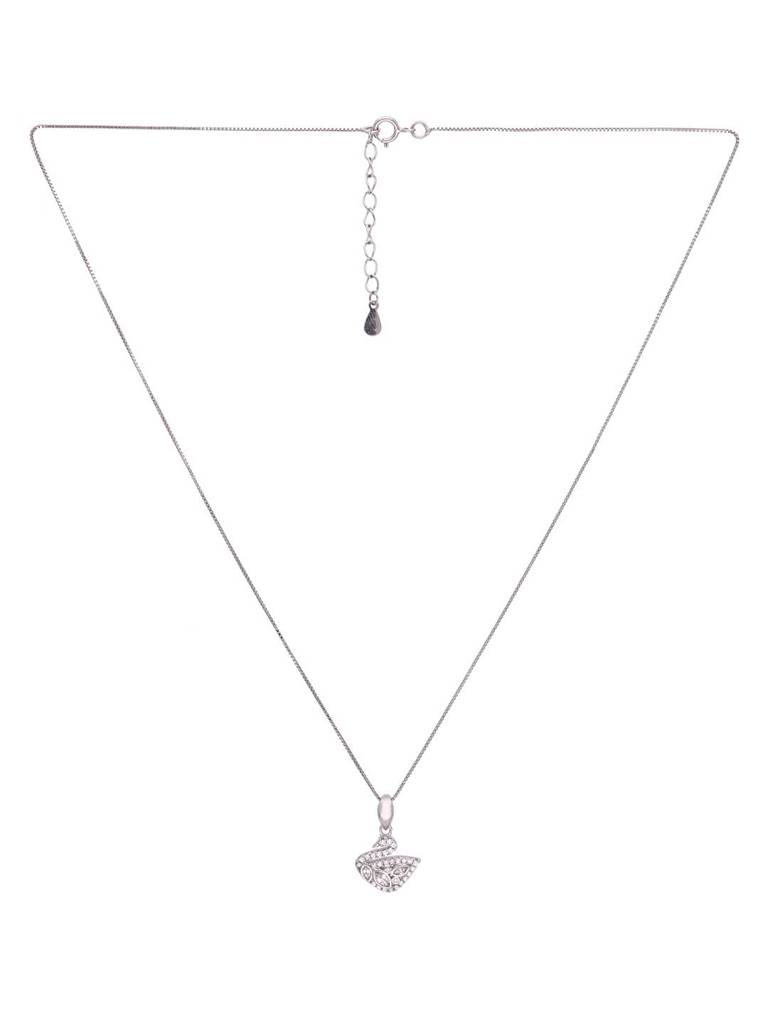 Sterling Silver Stylish Swan Zircon Cut Pendant With Chain : PDCS47-S-NA