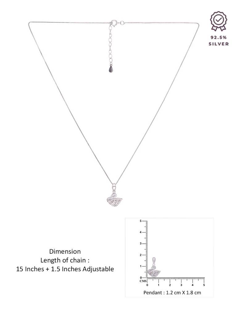 Sterling Silver Stylish Swan Zircon Cut Pendant With Chain : PDCS47-S-NA