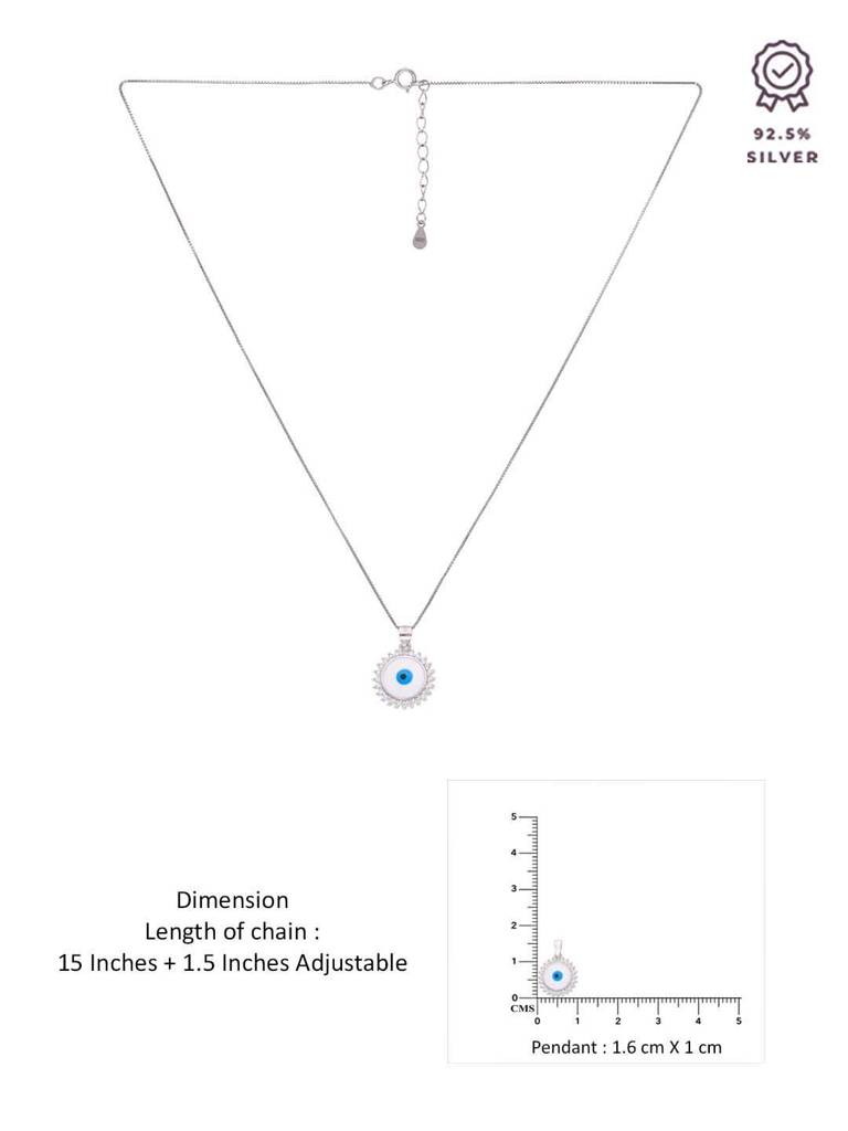 Sterling Silver Zircon Studded Big Evil Eye Pendant With Chain : PDCS69-S-NA