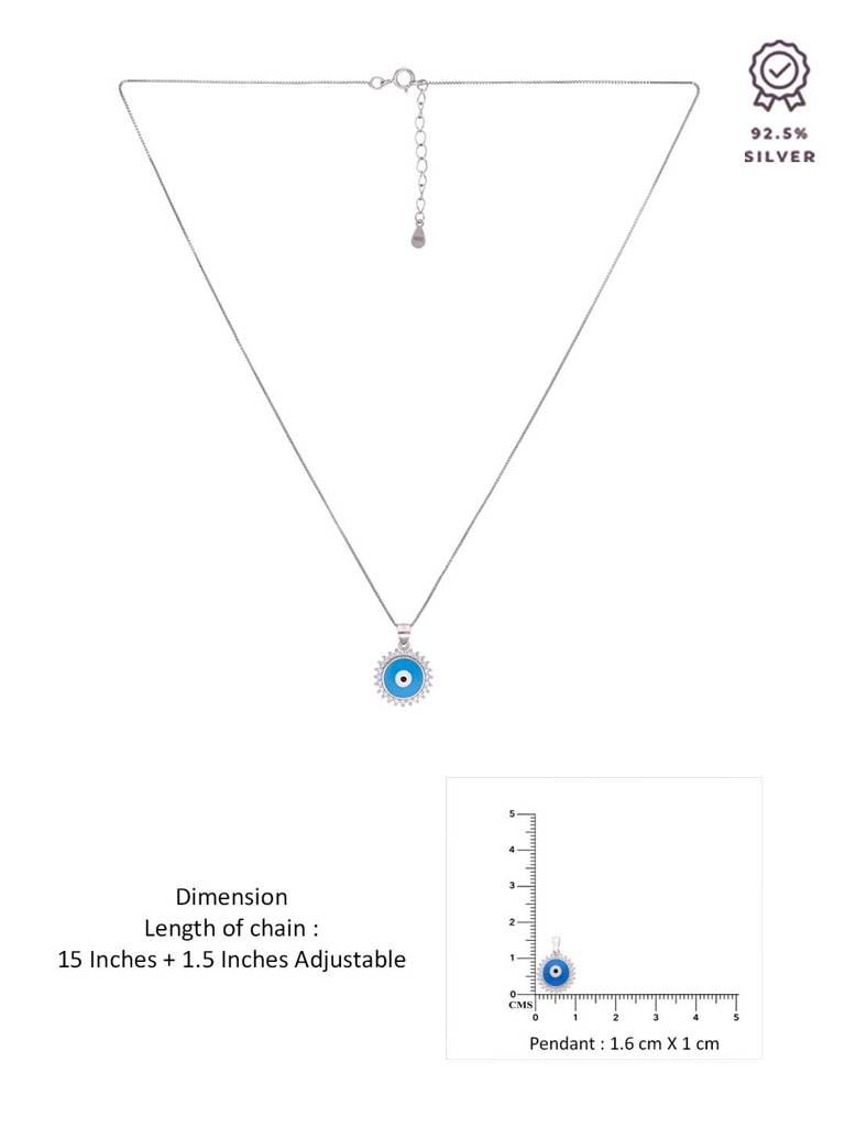 Sterling Silver Zircon Big Evil Eye Pendant With Chain : PDCS70-S-NA