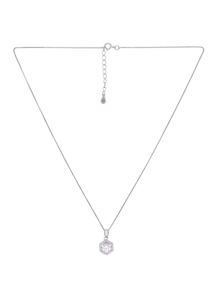 Sterling Silver Eternal Radiance Solitaire Pendant With Chain : PDCS72-S-NA