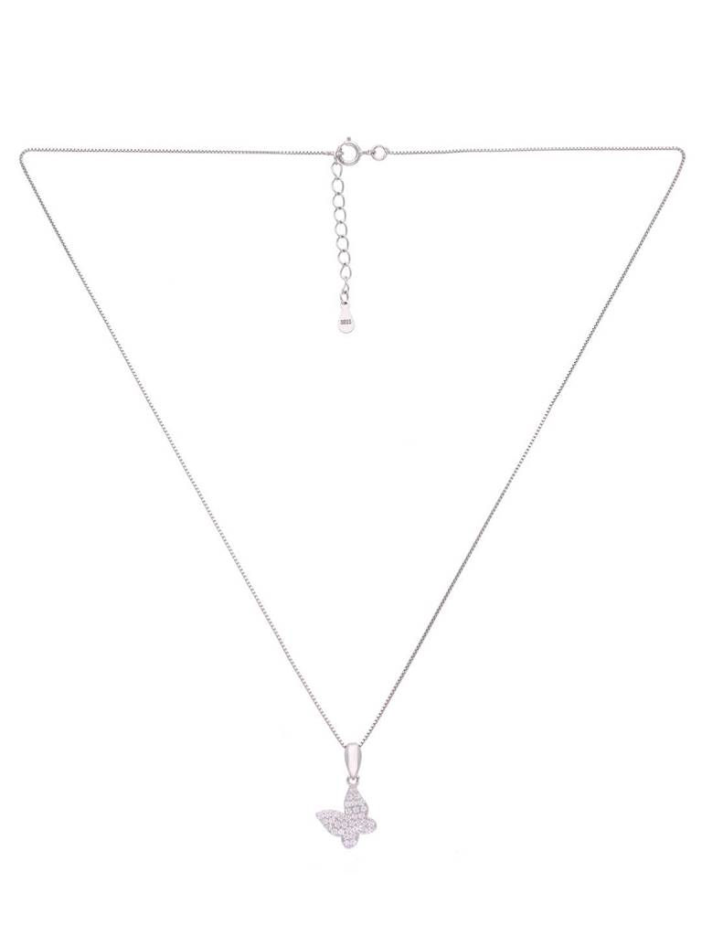 Sterling Silver Crystal Butterfly Pendant With Chain : PDCS80-S-NA