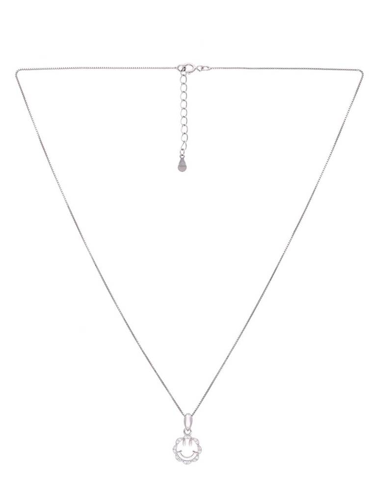 Sterling Silver Smilie Face Silver Pendant With Chain : PDCS87-S-NA