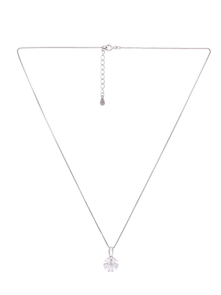 Sterling Silver Floral Pendant With Chain : PDCS88-S-NA