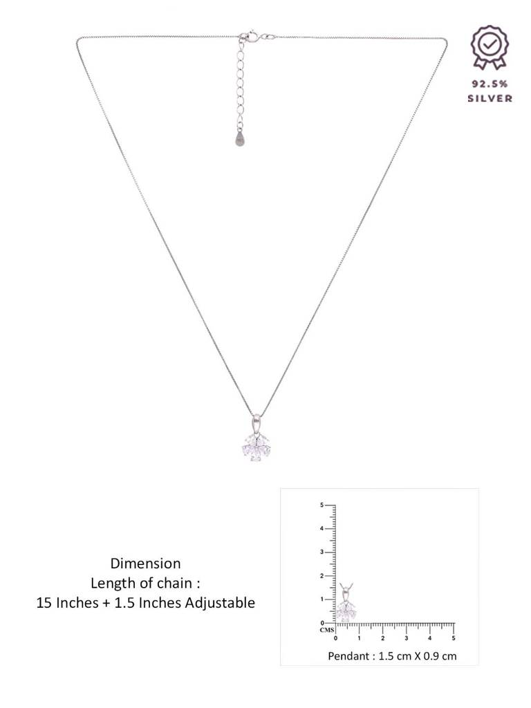 Sterling Silver Floral Pendant With Chain : PDCS88-S-NA