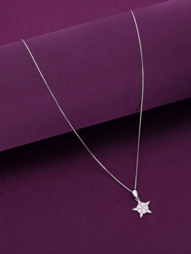 Sterling Silver Star Studded Pendant With Chain : PDCS89-S-NA