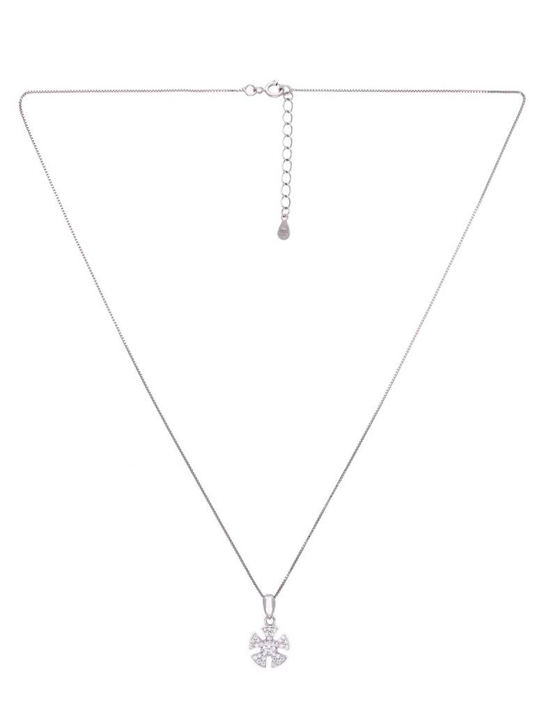 Sterling Silver Zircon Studded Pendant With Chain : PDCS90-S-NA