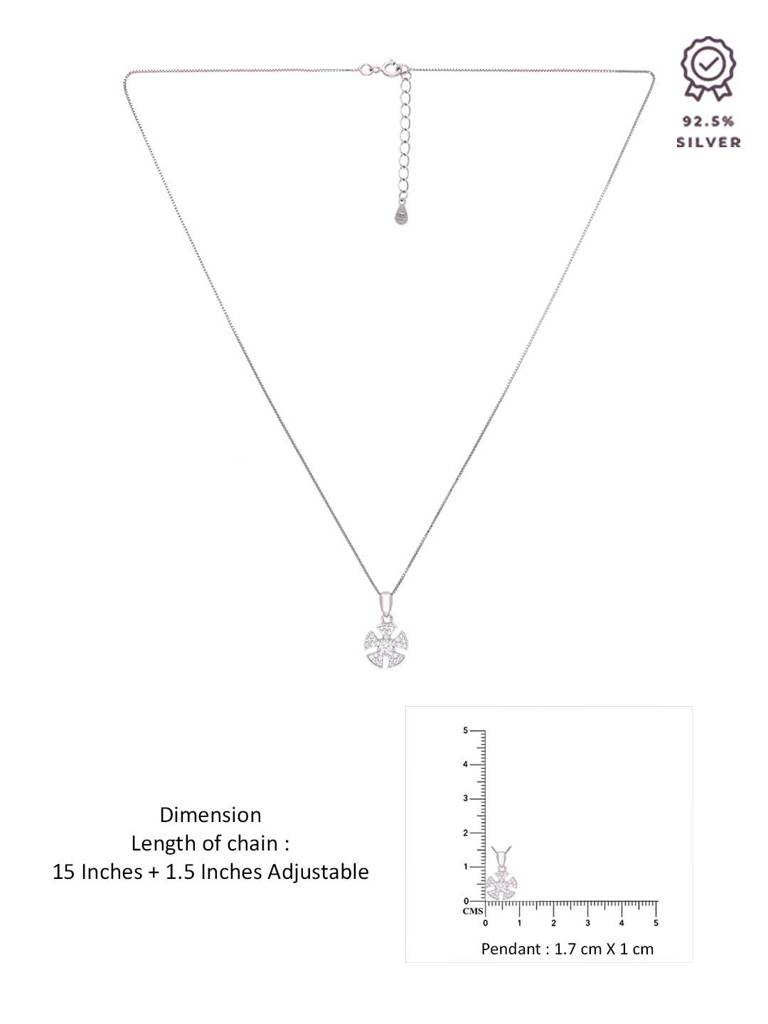 Sterling Silver Zircon Studded Pendant With Chain : PDCS90-S-NA