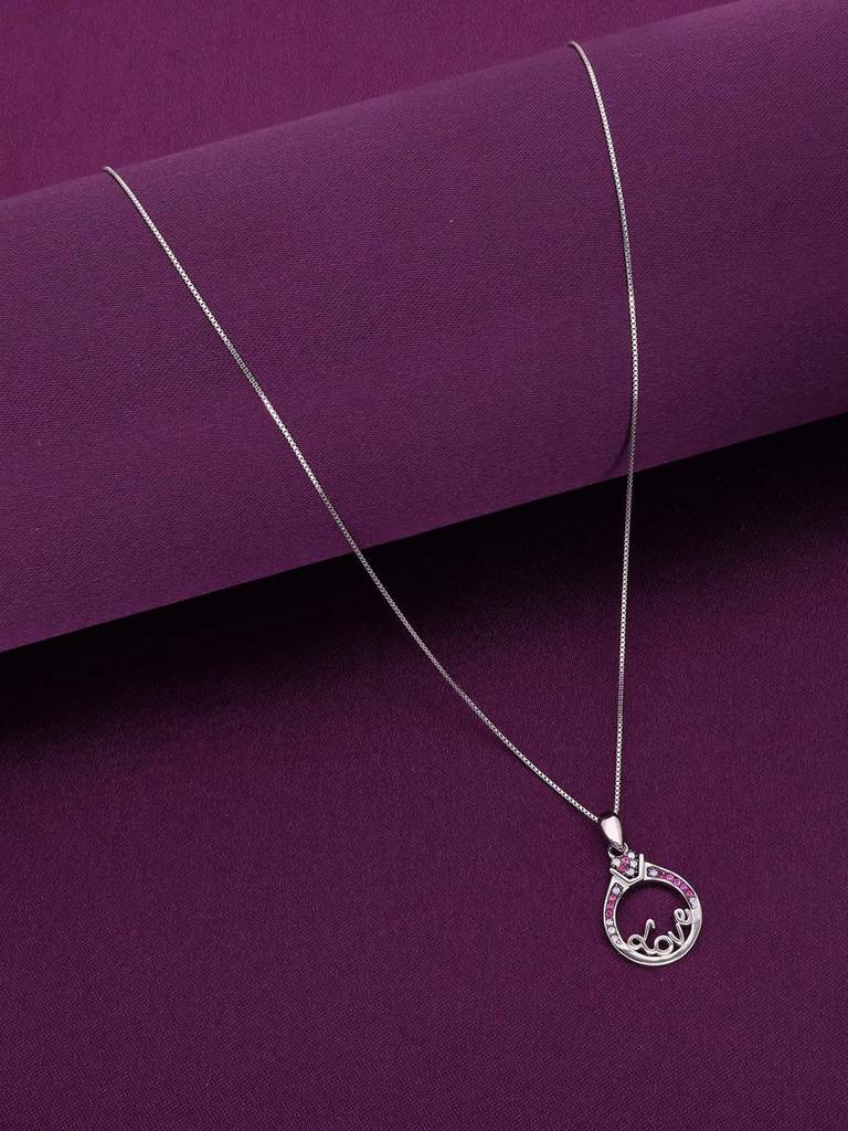 Sterling Silver Love Pendant With Chain : PDCS94-S-NA