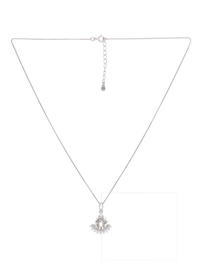 Sterling Silver Ganesha Pendant With Chain : PDDV17-S-NA