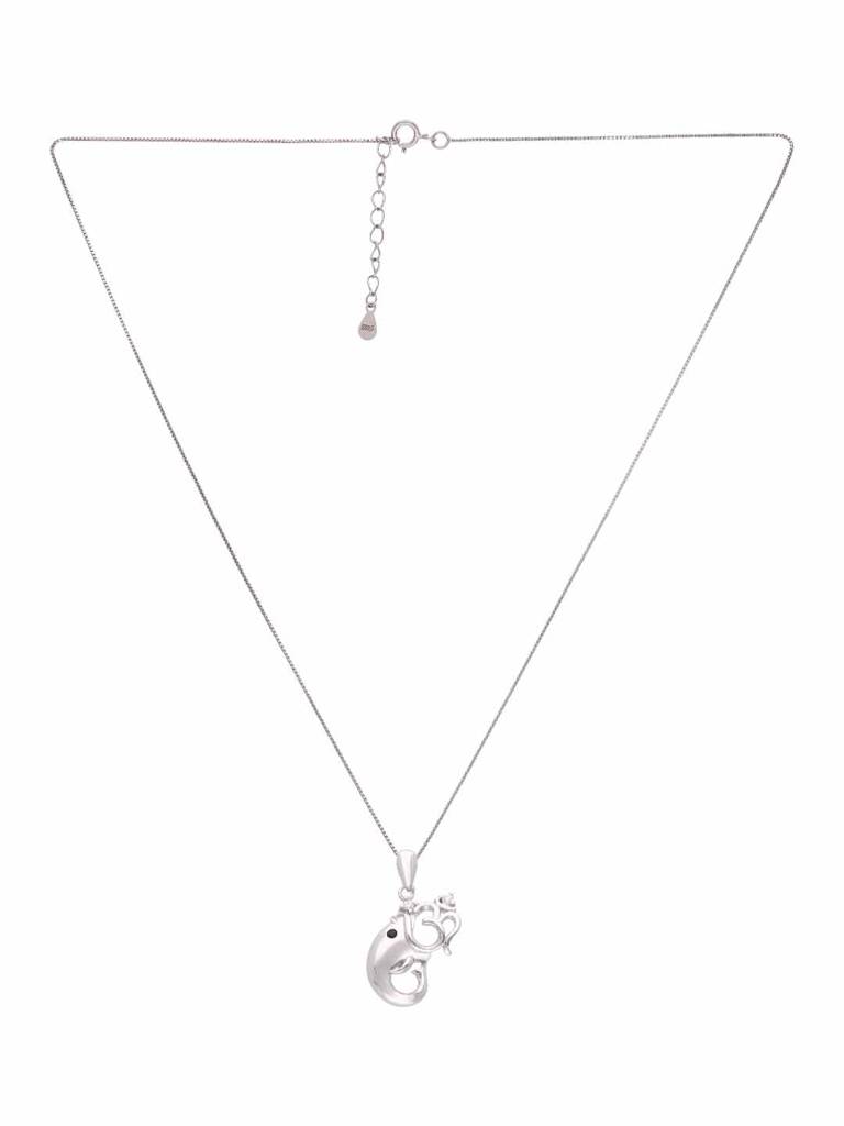 Sterling Silver Lord Ganesha Om Pendant With Chain : PDDV18-S-NA