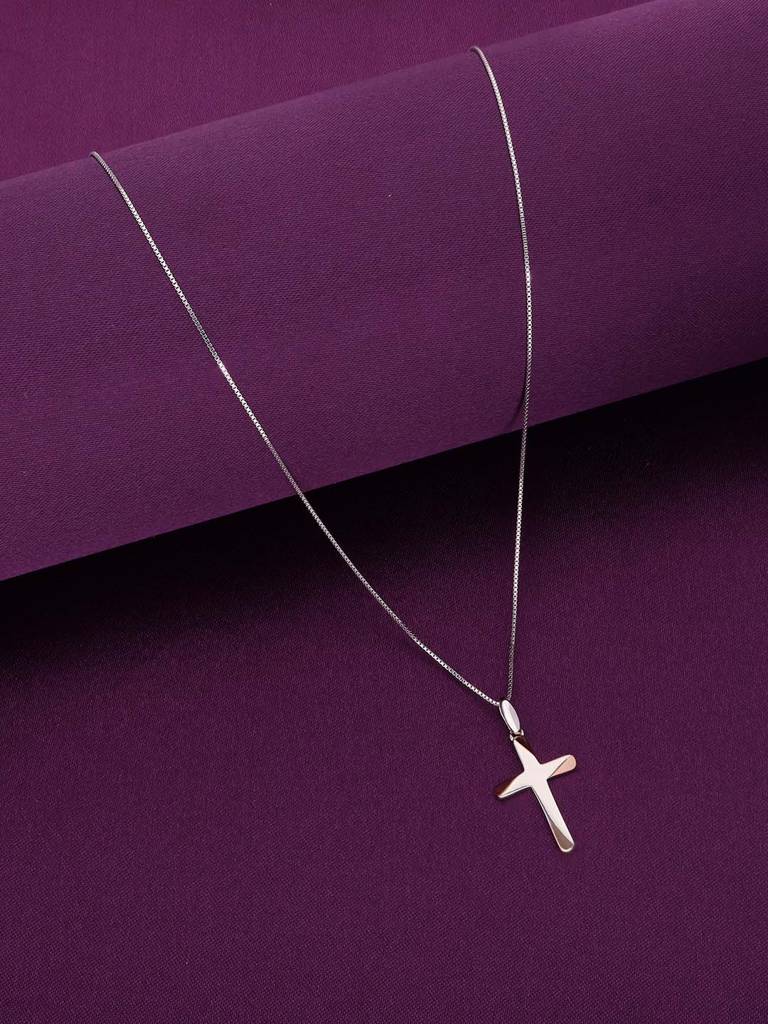 Sterling Silver Small Cross Pendant With Chain : PDDV6-SRG-NA