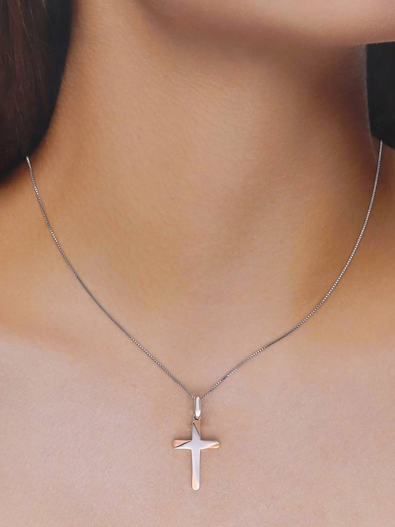 Sterling Silver Small Cross Pendant With Chain : PDDV6-SRG-NA