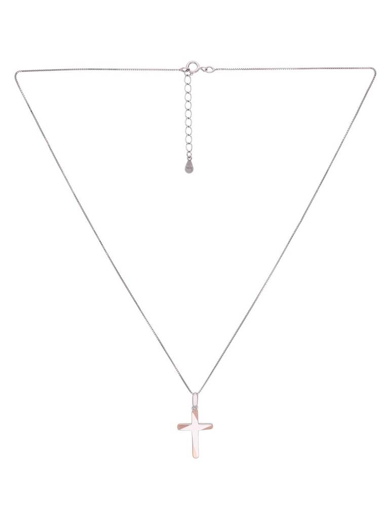 Sterling Silver Small Cross Pendant With Chain : PDDV6-SRG-NA