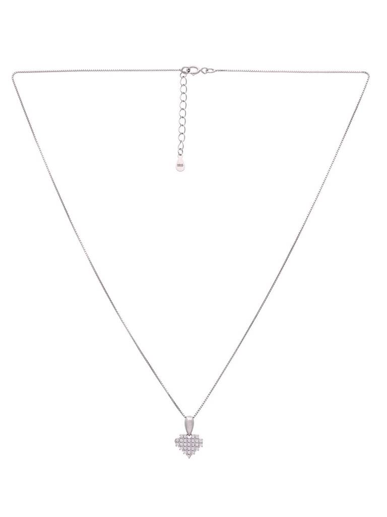 Sterling Silver Diamond Matrix Heart Pendant With Chain : PDHR11-S-NA